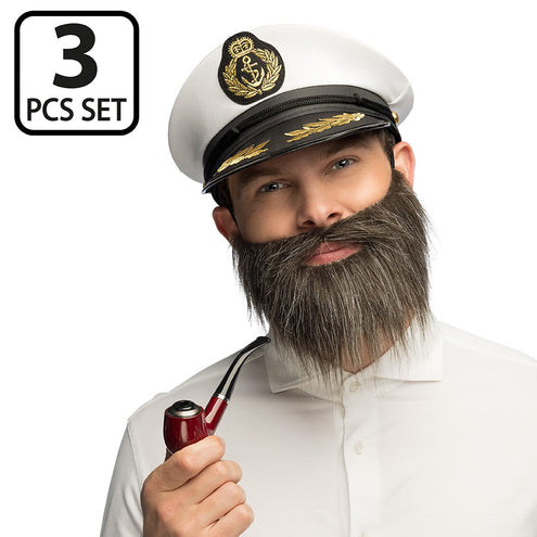 Boland Kapitein verkleedset Sea captain (pet, baard, pijp)
