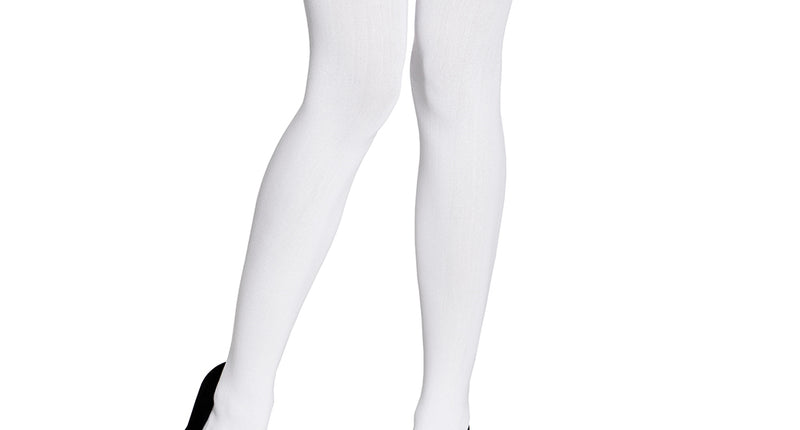 Boland Kniekousen wit met zwarte strik