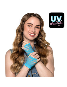 Boland Korte neonblauwe mesh handschoenen dames (pols)