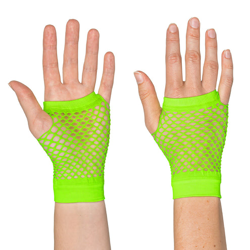 Boland Korte neongroene mesh handschoenen dames (pols)