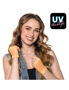Boland Korte neonoranje mesh handschoenen dames (pols)