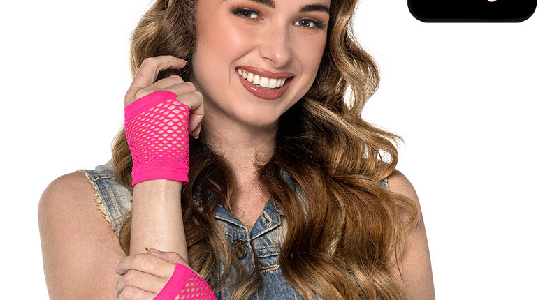 Boland Korte neonroze mesh handschoenen dames (pols)