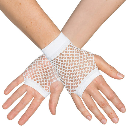 Boland Korte witte mesh handschoenen dames (pols)
