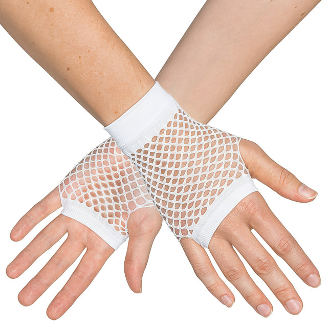 Boland Korte witte mesh handschoenen dames (pols)
