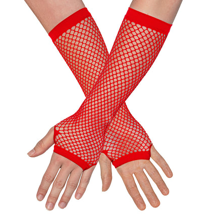 Boland Lange rode mesh handschoenen dames (elleboog)