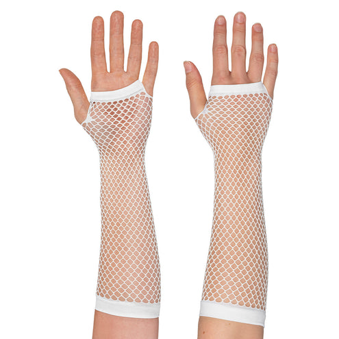 Boland Lange witte mesh handschoenen dames (elleboog)