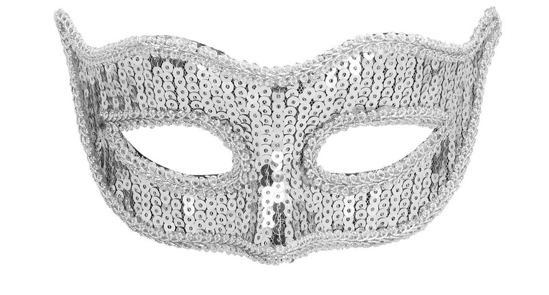 Boland Masker Venice pailletten zilver