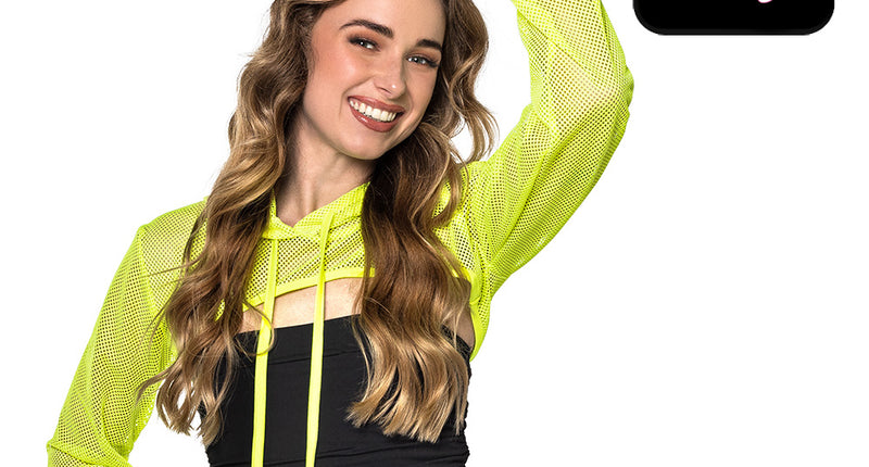 Boland Neongele visnet bolero dames (UV, maat M)