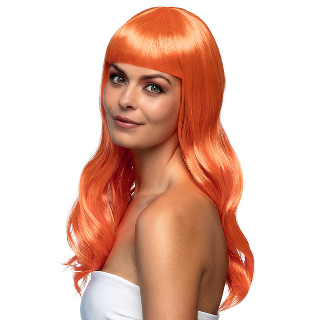 Boland Oranje pruik lang golvend haar Chique