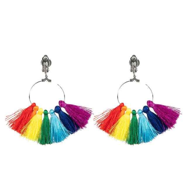 Boland Paar oorbellen Regenboogkwastjes
