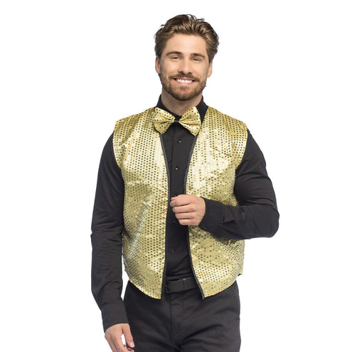 Boland Pailletten vest met strik Set Spangles goud