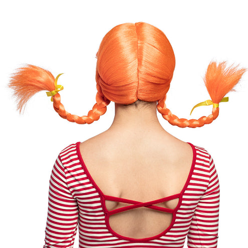Boland Pipi pruik met staarten oranje