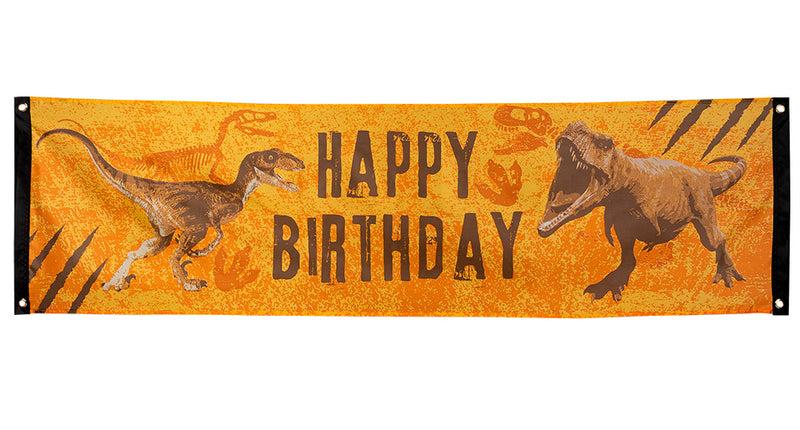 Boland Polyester banner T-rex 'Happy birthday'