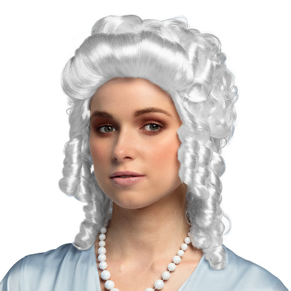 Boland Pruik Barok vrouw wit met krullen