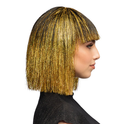 Crazy carnavalspruik in zwart met goud