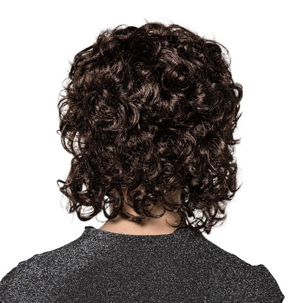 Bruine pruik met glad lang haar