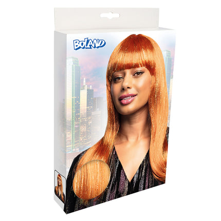 Boland Pruik Grace glitter koper bruin