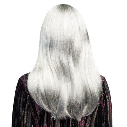 Boland Pruik Grace glitter wit grijs