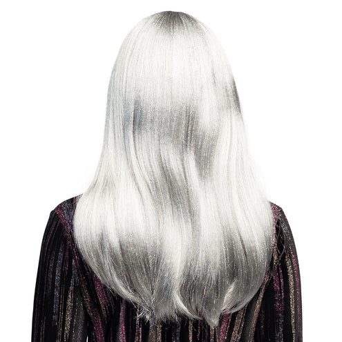 Boland Pruik Grace glitter wit grijs