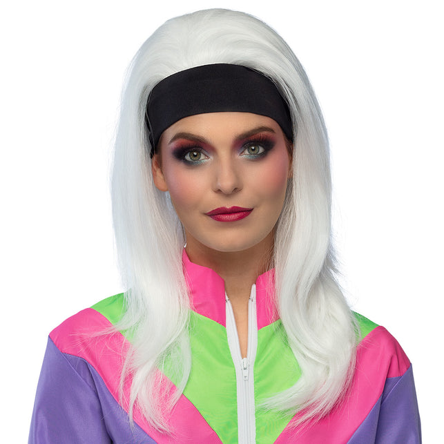 Boland Pruik Retro babe wit lang haar