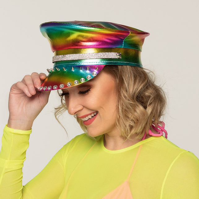 Boland Regenboog pet glimmend strass