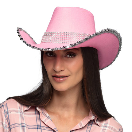 Boland Roze cowboyhoed met glitters