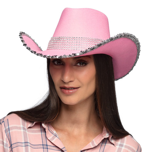 Boland Roze cowboyhoed met glitters