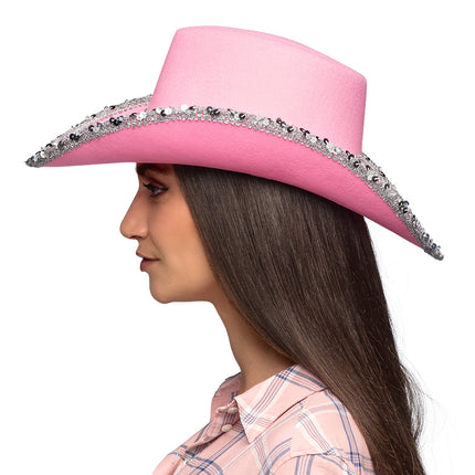 Boland Roze cowboyhoed met glitters