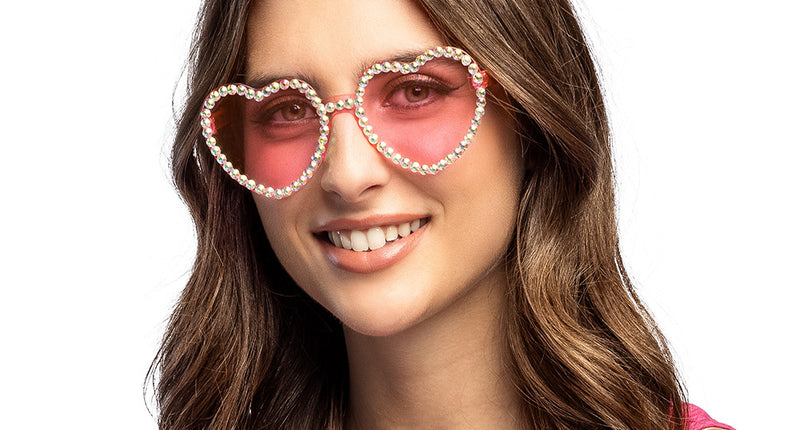 Boland Roze hartjes partybril Diamond heart