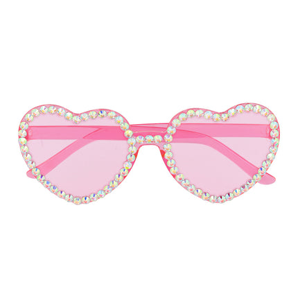 Boland Roze hartjes partybril Diamond heart
