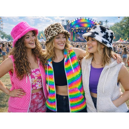 Boland Roze pluche bucket hat Rave (festival)