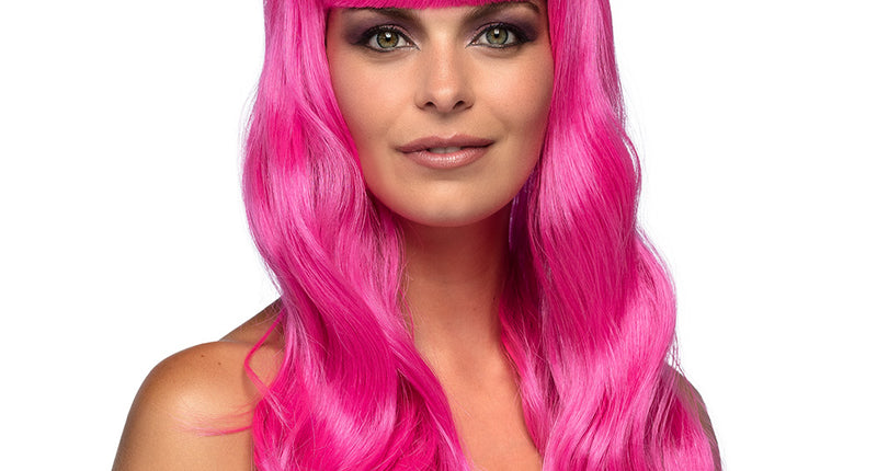 Boland Roze pruik lang golvend haar Chique icy