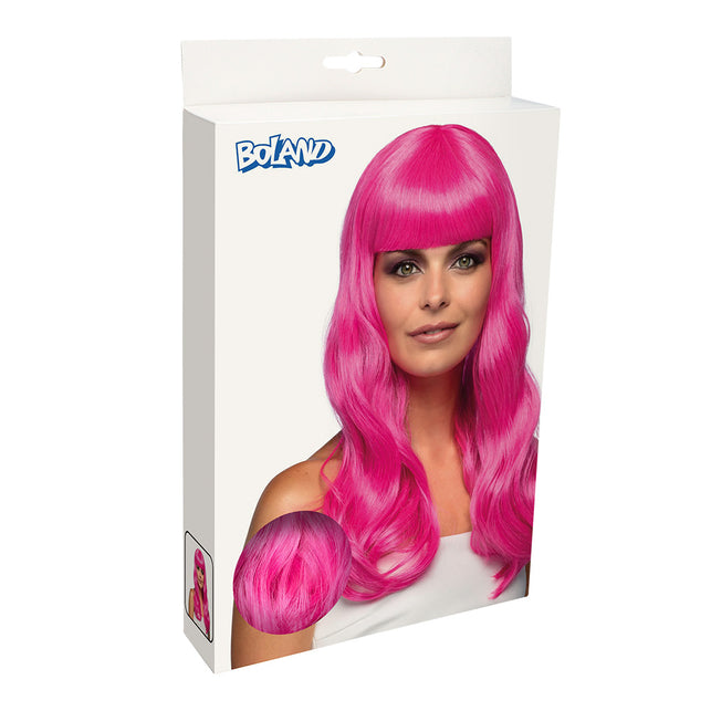 Boland Roze pruik lang golvend haar Chique icy