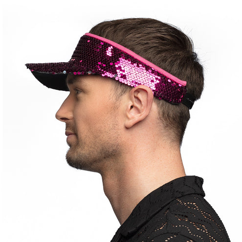 Boland Roze zonneklep glitter pailletten