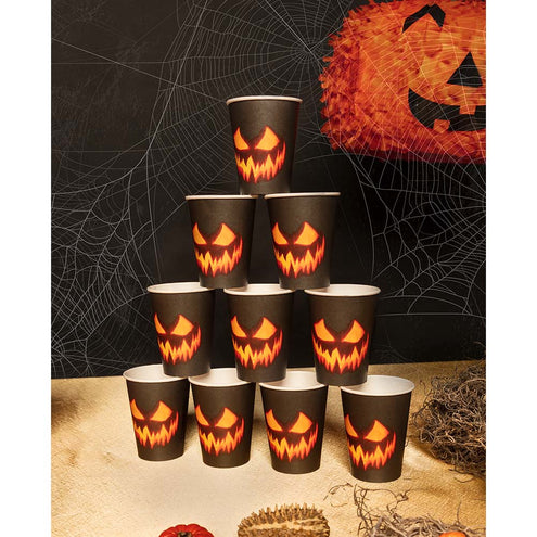 Boland Set 10 papieren bekertjes Creepy pumpkin