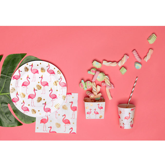 Boland Set 10 papieren bordjes Flamingo