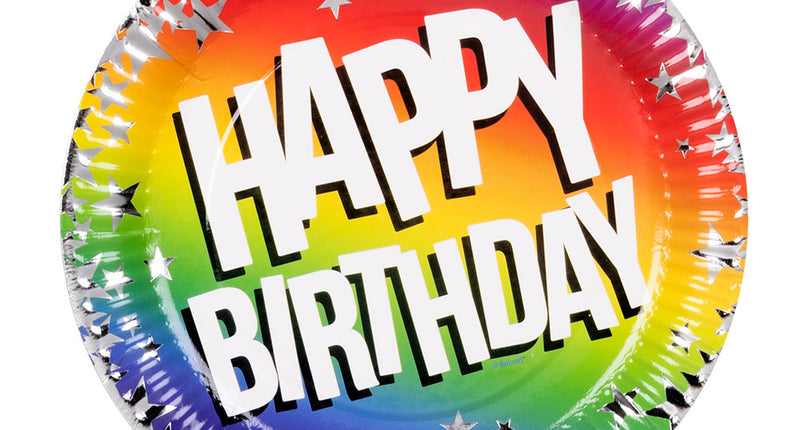 Boland Set 10 papieren bordjes Rainbow 'Happy birthday'