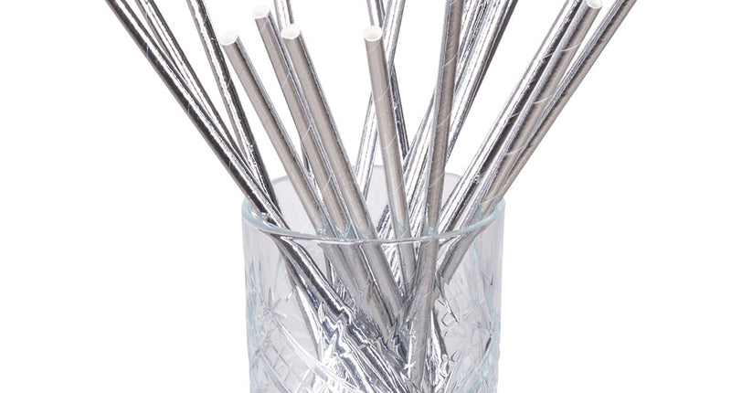 Boland Set 20 papieren rietjes zilver