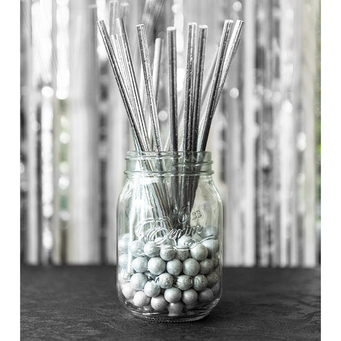 Boland Set 20 papieren rietjes zilver