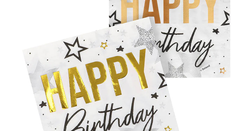 Boland Set 20 papieren servetten 'Happy birthday'