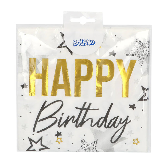 Boland Set 20 papieren servetten 'Happy birthday'