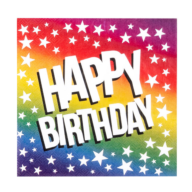 Boland Set 20 papieren servetten Rainbow 'Happy birthday'