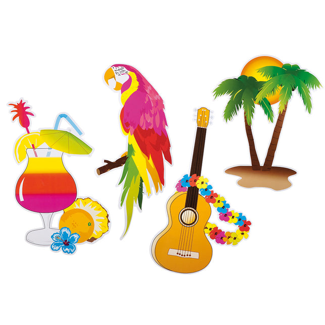 Boland Set 4 kartonnen decoraties Hawaii