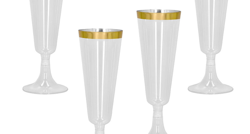 Boland Set 4 sparkling plastic flutes goud bekers