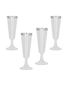 Boland Set 4 sparkling plastic flutes zilver bekers