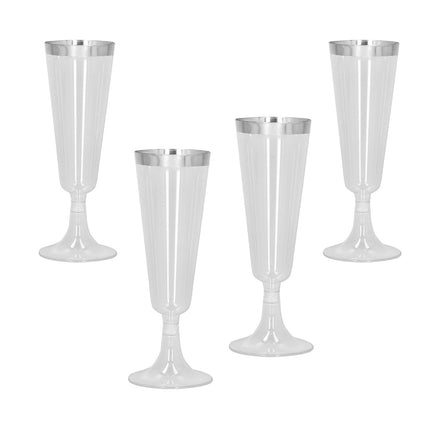 Boland Set 4 sparkling plastic flutes zilver bekers