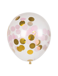 Boland Set 5 confettiballonnen roze/goud