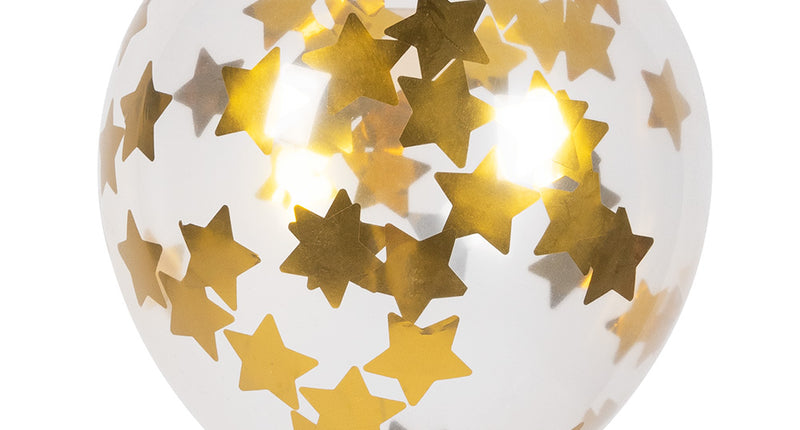 Boland Set 5 confettiballonnen Sterren goud