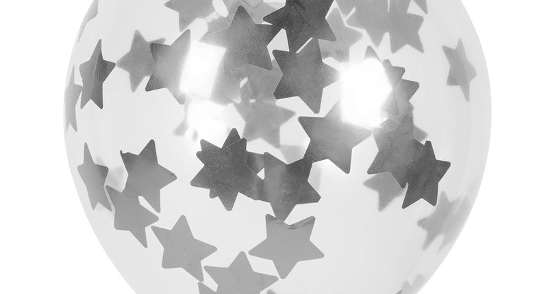 Boland Set 5 confettiballonnen Sterren zilver