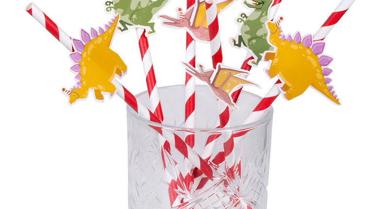 Boland Set 6 papieren rietjes Dino party